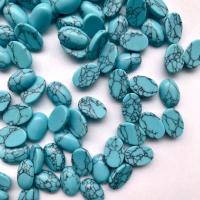 Syntetický Turquoise Cabochon, Oválný, DIY, modrý, 10x14mm, 100PC/Bag, Prodáno By Bag