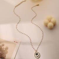 Zinc Alloy smykker halskæde, med Plastic Pearl, med 5.5cm extender kæde, mode smykker & for kvinde & med rhinestone, nikkel, bly & cadmium fri, Længde Ca. 46 cm, Solgt af PC