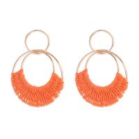 Tibetan Style Stud Earring, with Cotton Thread, plated, fashion jewelry & for woman, more colors for choice, 60x45mm, Sold By Pair