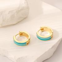 Tibetan Style Drop Earrings, with enamel, fashion jewelry & for woman, gold, nickel, lead & cadmium free, 8x8mm, Sold By Pair