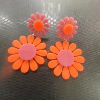 Acrylic Jewelry Earring with Zinc Alloy Flower stoving varnish fashion jewelry & for woman Sold By Pair