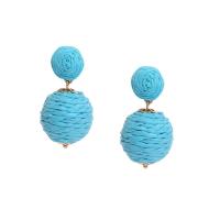 Earring Jewelry, Rattan, with Tibetan Style, fashion jewelry & for woman, more colors for choice, 43x20mm, Sold By Pair
