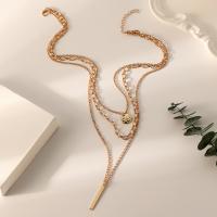 Zinc Alloy smykker halskæde, tre lag & mode smykker & for kvinde, guld, nikkel, bly & cadmium fri, Solgt af PC