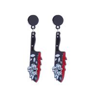 Tibetan Style Drop Earrings, with Acrylic, Sword, printing, Halloween Design & fashion jewelry & different designs for choice & for woman, nickel, lead & cadmium free, Sold By Pair