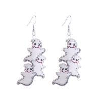 Zinc Alloy Drop Earrings with Wood printing Halloween Design & fashion jewelry & for woman nickel lead & cadmium free Sold By Pair