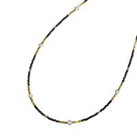 Edelstein Schmuck Halskette, Naturstein, mit Messing, mit Verlängerungskettchen von 5CM, handgemacht, Modeschmuck & für Frau, schwarz, Länge ca. 40 cm, verkauft von PC