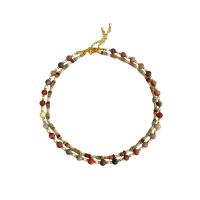 Natural Gemstone Necklace Natural Stone with Brass with 7CM extender chain handmade fashion jewelry & for woman multi-colored Length Approx 38 cm Sold By PC