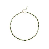 Colar de jóias de pedras preciosas, Pedra natural, with cobre, with 7CM extender chain, feito à mão, joias de moda & para mulher, verde, vendido por PC