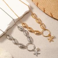 Zinc Alloy Jewelry Necklace with Plastic Pearl Starfish plated fashion jewelry & for woman Sold By PC