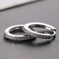 Cubic Zirconia Micro Pave Brass Earring, plated, Unisex & micro pave cubic zirconia, platinum color, 14x14mm, Sold By Pair