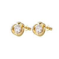 Cubic Zirconia Micro Pave Brass Earring plated Unisex & micro pave cubic zirconia 10mm Sold By Pair