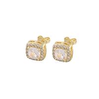 Cubic Zirconia Micro Pave Brass Earring plated Unisex & micro pave cubic zirconia 10mm Sold By Pair