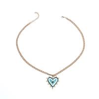 Tibetan Style Jewelry Necklace, Heart, gold color plated, fashion jewelry & for woman & enamel, multi-colored, Length:Approx 21-50 cm, Sold By PC