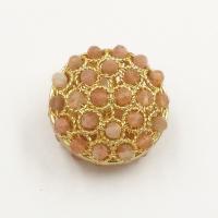 Бусины из поделочных камней, Природный камень, с Латунь, плакирован золотом, DIY, Много цветов для выбора, 25.06mm, продается PC