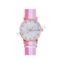 Women Wrist Watch Canvas with Glass & 304 Stainless Steel & Zinc Alloy Round rose gold color plated fashion jewelry & Chinese movement & for woman Length Approx 233 mm Sold By PC