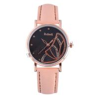 Women Wrist Watch PU Leather with Glass & 304 Stainless Steel & Zinc Alloy Round rose gold color plated fashion jewelry & Chinese movement & for woman Length Approx 233 mm Sold By PC