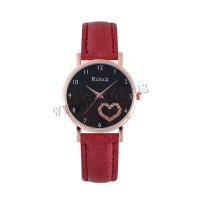 Women Wrist Watch, PU Leather, with Glass & 304 Stainless Steel & Tibetan Style, Round, rose gold color plated, fashion jewelry & Chinese movement & for woman & with rhinestone, more colors for choice, 32x8mm, Length:Approx 235 mm, Sold By PC