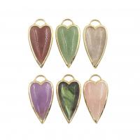 Gemstone Pendants Jewelry, Natural Stone, with Brass, Heart, gold color plated, DIY, more colors for choice, 36.90x18.60mm, Sold By PC