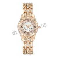Women Wrist Watch Zinc Alloy with Glass & 304 Stainless Steel Round plated fashion jewelry & Chinese movement & for woman & with rhinestone nickel lead & cadmium free Length Approx 212 mm Sold By PC