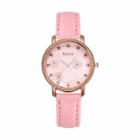 Women Wrist Watch PU Leather with Glass & 304 Stainless Steel & Zinc Alloy Round rose gold color plated fashion jewelry & Chinese movement & for woman Length Approx 232 mm Sold By PC