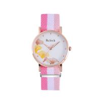 Women Wrist Watch, Canvas, with Glass & 304 Stainless Steel & Tibetan Style, Round, rose gold color plated, fashion jewelry & Chinese movement & for woman, more colors for choice, 30x8mm, Length:Approx 230 mm, Sold By PC