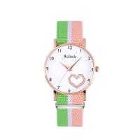 Women Wrist Watch, Canvas, with Glass & 304 Stainless Steel & Tibetan Style, Round, rose gold color plated, fashion jewelry & Chinese movement & for woman & with rhinestone, more colors for choice, 32x8mm, Length:Approx 233 mm, Sold By PC