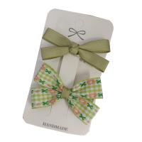 Alligator Hair Clip Polyester and Cotton with Iron Bowknot 2 pieces & for children green 60mm Sold By PC