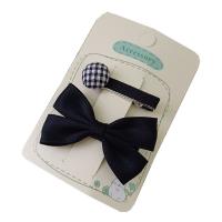 Alligator Hair Clip Polyester and Cotton with Iron Bowknot 2 pieces & for children black 60mm Sold By Set