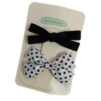 Alligator Hair Clip Polyester and Cotton with Iron Bowknot 2 pieces & for children white and black 60mm Sold By Set