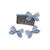 Mixed Hair Accessories Cloth with Iron Bowknot for children blue Sold By Set