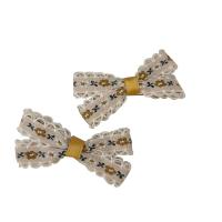 Alligator Hair Clip, Polyester and Cotton, with Iron, Bowknot, 2 pieces & for children, more colors for choice, Sold By Set