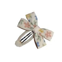 Hair Snap Clips, Polyester and Cotton, with Iron, Bowknot, fashion jewelry & for children, white, 60mm, Sold By PC