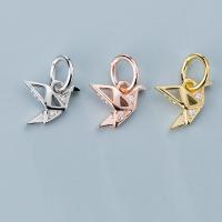 925 Sterling Silver Pendant, Thousand Origami Cranes, plated, DIY & micro pave cubic zirconia, more colors for choice, 8x6x2mm, Sold By PC
