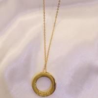 Titanium Steel Necklace, fashion jewelry & with rhinestone, nickel, lead & cadmium free, 35cm, Sold By PC