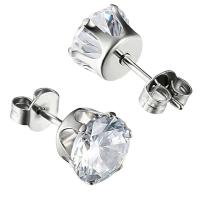304 Stainless Steel Stud Earring Unisex & micro pave cubic zirconia original color Sold By Pair