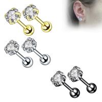 Stainless Steel Ear Piercing Jewelry 316 Stainless Steel Vacuum Ion Plating Unisex & micro pave cubic zirconia Sold By Pair