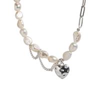 Zinklegierung Schmuck Halskette, mit Kunststoff Perlen, Modeschmuck & für Frau, frei von Nickel, Blei & Kadmium, Länge:ca. 45 cm, verkauft von PC