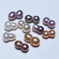 Natural Freshwater Pearl Loose Beads, Calabash, DIY & no hole, multi-colored, 9-11mm, Sold By PC
