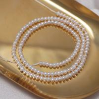 Naturlige ferskvands perle løs perler, Ferskvandsperle, Flad Rund, du kan DIY, hvid, 3.5-4mm, Solgt Per Ca. 37 cm Strand