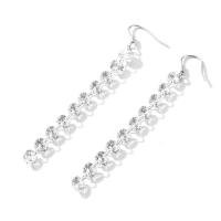 Tibetan Style Drop Earrings, silver color plated, fashion jewelry & micro pave cubic zirconia & for woman, nickel, lead & cadmium free, 85mm, Sold By Pair