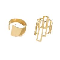 Ensemble d’anneau en alliage de zinc, Placage de couleur d'or, 2 pièces & bijoux de mode & pour femme, doré, 17mm, Vendu par fixé