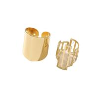 Zinc Alloy Ring Set gold color plated 2 pieces & fashion jewelry & for woman golden 17mm Sold By Set