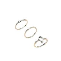 цинковый сплав Палец кольцо, плакирован серебром, три части & ювелирные изделия моды & Женский, серебряный, 14mm, продается указан