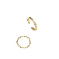 цинковый сплав Палец кольцо, плакирован золотом, 2 шт. & ювелирные изделия моды & Женский, Золотой, 14mm, продается указан