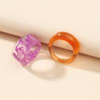Akryl ring Set, 2 stykker & mode smykker & for kvinde, to forskellige farvede, 17mm, Solgt af sæt
