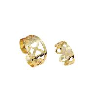 Juego de anillos de aleación de zinc, chapado en color dorado, 2 piezas & Joyería & para mujer, dorado, 17mm, Vendido por Set