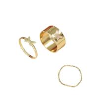 Juego de anillos de aleación de zinc, chapado en color dorado, tres piezas & Joyería & para mujer, dorado, 17mm, Vendido por Set