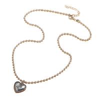 Zinklegierung Halskette, Herz, silberfarben plattiert, Modeschmuck & für Frau, Silberfarbe, Länge ca. 21-50 cm, verkauft von PC