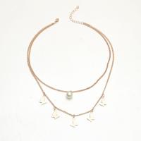 Zinklegierung Halskette, mit Kunststoff Perlen, goldfarben plattiert, Doppelschicht & Modeschmuck & für Frau, goldfarben, Länge ca. 21-50 cm, verkauft von PC