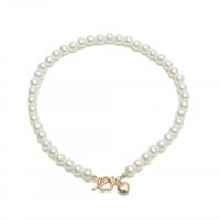 lega in zinco collana, with perla in plastica, placcato color oro, gioielli di moda & per la donna, bianco, Venduto per 21-50 cm filo